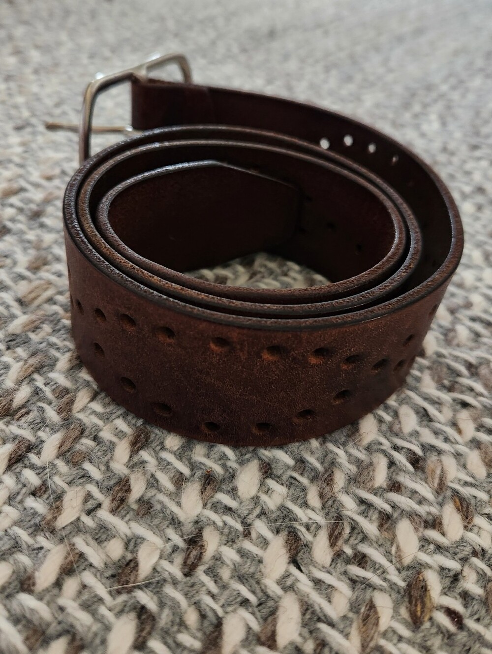 Vintage J. Crew Dark Brown Leather Belt with Silver Buckle - Picture 2 of 8
